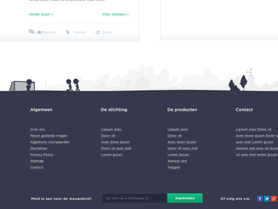 Footer clean design djo djoswork footer green illustration photoshop purple soccer voetbal webdesign
