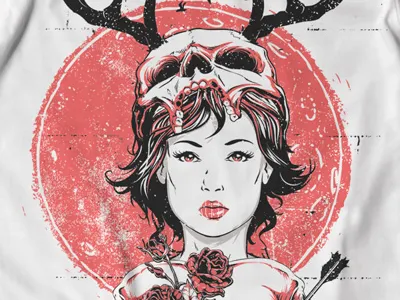 T Shirt Design 1483 antlers arrow beauty mask moon rose skull tshirt print