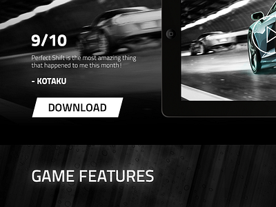 Perfect Shift Landing Page android auto car drag game icon interface ios ipad iphone racing ui