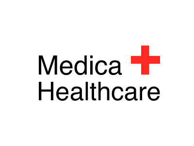 Medica Healthcare | logo black and red clinic health hospital logo medicine simple