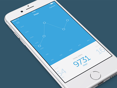 Steps app blue citrusbyte graph hamburger health ios menu mobile options steps white