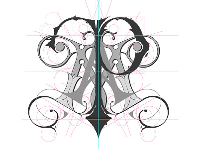 PMA Monogram adobe guides handlettering illustrator lettering monogram pma vector victorian wip work in progress