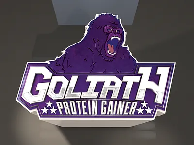 Goliath Logo 3D angry animal dimensional gainer gorilla growl jungle nutrition protein sport stars teeth
