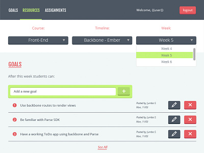 Curriculum Manager app application button color hover input interface layout style ui user interface ux