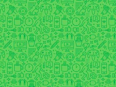 Jibe Pattern Final bigfoot clock coffee cup eye flag green hands icon jibe pattern pencil sasquatch