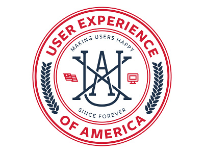 User Experience of America V2 america circle computer crest flag user experience ux uxa vector