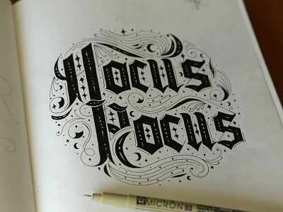 Hocus Pocus blackletter boo flourish halloween handletter hocus lettering