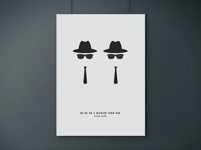 We're on a Mission From God Poster art blues brothers minimalist poster ray bans simplistic vector