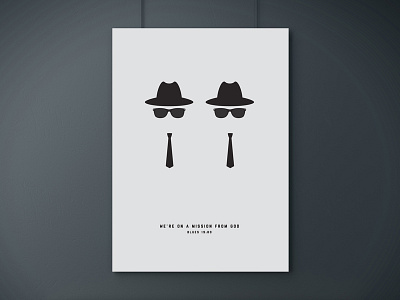 We're on a Mission From God Poster art blues brothers minimalist poster ray bans simplistic vector