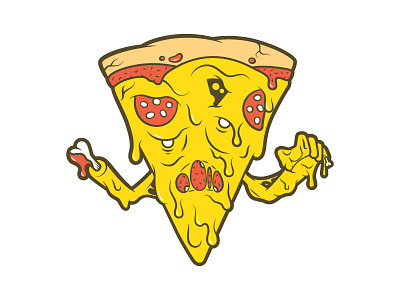 Melted Pizza blood bone cheese food halloween illustration melt melted ooze pepperoni pizza slice