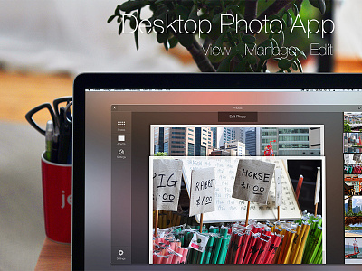 Photo App desktop edit gui icon interaction design list manage photo slider ui ux view