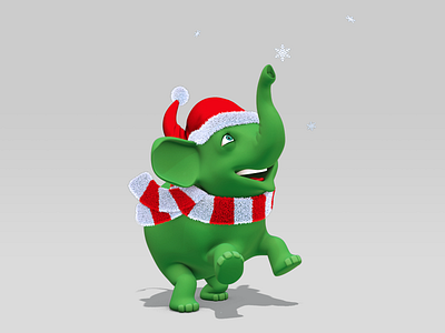 Happy Green Elephant 2 3d c4d cinema 4d elephant green happy marry christmas rendering