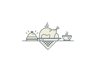 Catering catering illustration line art minimal ring soup turkey