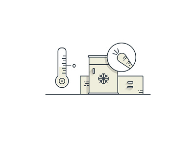 Frozen food cold food freezer ice illustration line art minimal snowflake temperature thermometer