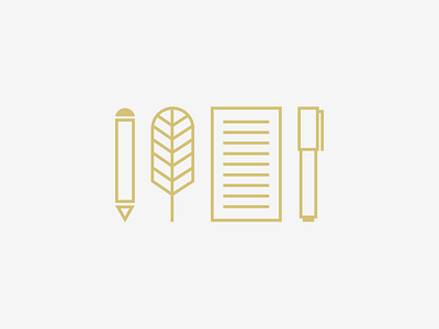 WR | Writing Icon Concepts branding feather illustration line art notes paper pen pencil quill writing