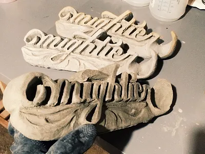 Concrete concrete dimensional typography lettering sculpture typography