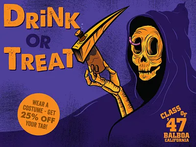 Class Of 47 - Halloween ad bar drink or treat halloween reaper