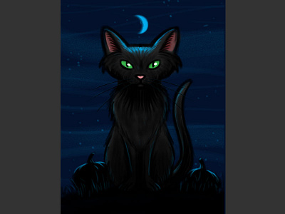 Black Cat Cartoon Character Sketch animal art cartooning cat drawing halloween illustration sketch