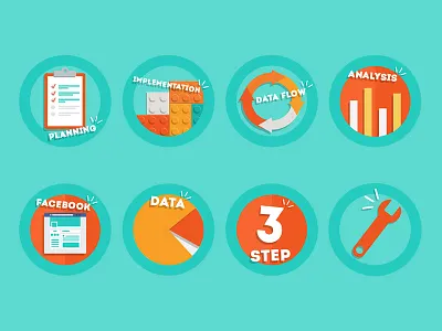 flat icons analysis data data flow facebook flat icon icons implementation planning settings step