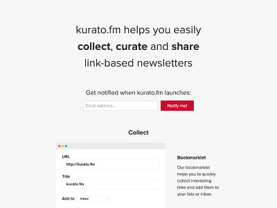 kurato.fm landing page flat landing page webdesign