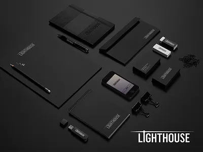 Lighthouse branding mockup black branding identity logo logotype mock up mockup stationery