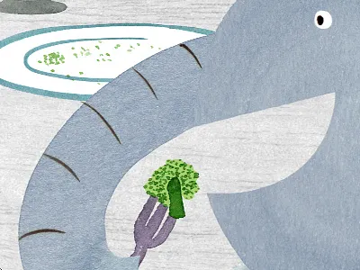 The Wrong Side of the Bed (elephant eats) animals broccoli childrens books dinner elephant food illustration