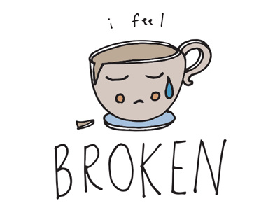 I Feel Broken broken cartoon cup doodle drawing feeling mug unhappy