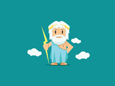 Zeus flat god greek illustration lightning mascot simple vector zeus