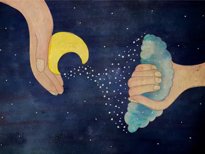 Handmade Night cloud hand moon night rain sky star weather