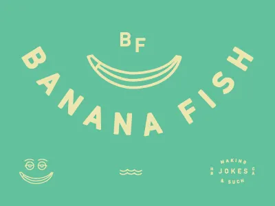 Banana Fish banana fish green ha icon logo smile type water waves