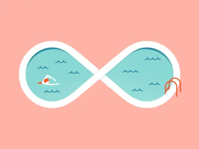 Infinity Pool icon illustration infinity pool swimmer