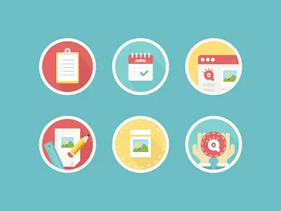 Flat Icon Set app calendar clipboard flat hand icon set sheet metal template