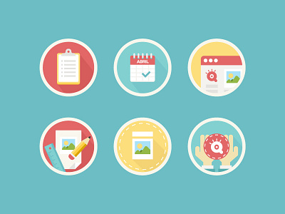 Flat Icon Set app calendar clipboard flat hand icon set sheet metal template