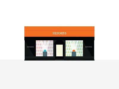 Hermes Storefront building flat front hermes illustration store vector