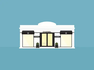 Chanel Storefront building chanel flat front illustration store vector