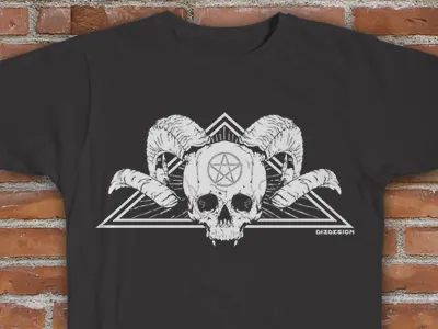 Skull of the Devourer - Tee Design horns pentagram skull t shirt tee vector