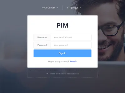 PIM Sign In background dark landing login password photography sign in username