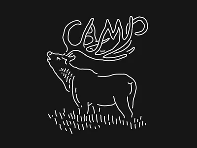 Camp Brand Goods adventure camp camp brand goods elk illustration lettering outdoors type vintage