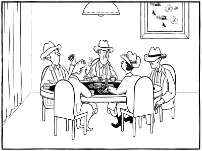 Poker black and white cards cartoon characters poker