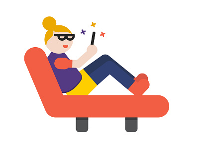 Tablet Girl girl minimal sofa tablet vector vibrant