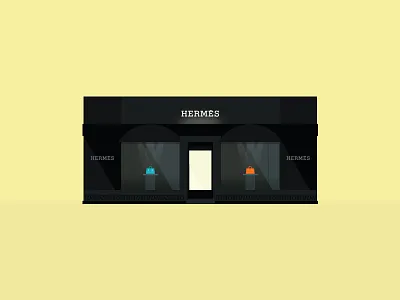 Hermes Storefront 2 building flat front hermes illustration store vector