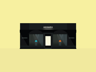 Hermes Storefront 2 building flat front hermes illustration store vector