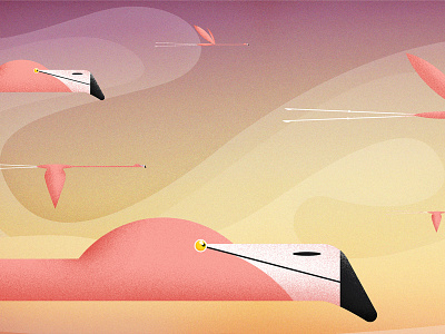 Flying Flamingos birds book charley harper clouds editorial flamingo horacio quiroga illustration las medias de los flamencos nature sky wildlife