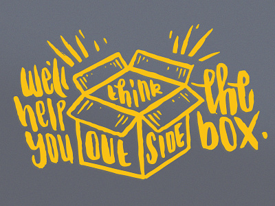 Think outttside the box. box colour illustration outside think