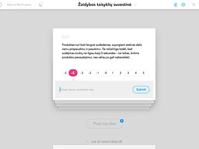 Idea evaluation WIP cards design idea minimal platform ui
