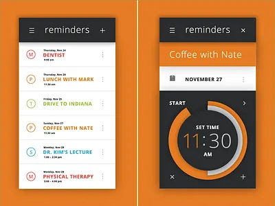 Zeit App app clock design interface iphone reminder time ui zeit