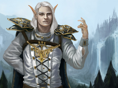 Arkirh the Highelf digital art elf fantasy highelf noble painting portrait