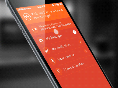 Wellframe V3 navigation animation gif interaction mobile ui ux wellframe