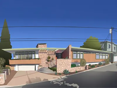 Franklin Hills House architecture illustration los angeles photoshop