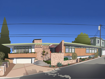 Franklin Hills House architecture illustration los angeles photoshop